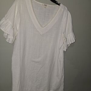 Umgee White Ruffle Sleeve Dress